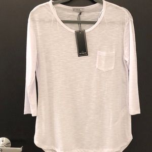 NWT 3/4 Length Sleeve White Pocket Tee